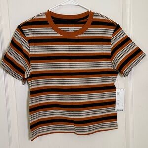 Urban Outfitters Striped Crop Top - Orange, Black, White